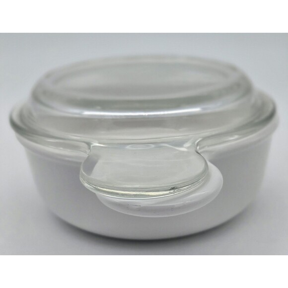Corning Grab It Bowl P-150-B White with Pyrex Clear Glass Lid Ovenware Dish Lid - Picture 4 of 9
